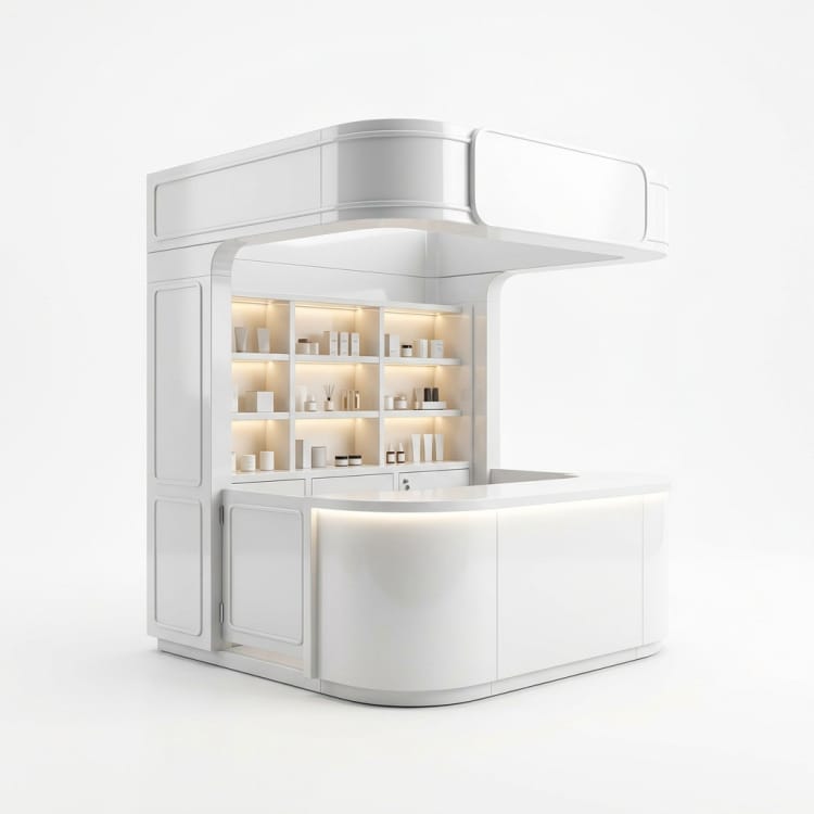 Cabina comercial efímera en FRP