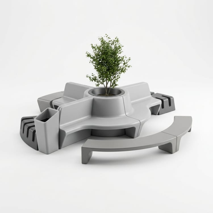 Conjunto de mobiliario urbano en FRP