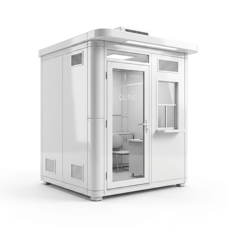 Cabina clínica temporal en FRP